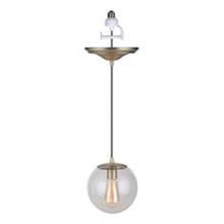 Worth Home Products PBN-6010-0073 Brushed Brass Glass Globe Brass Instant Pendant Light